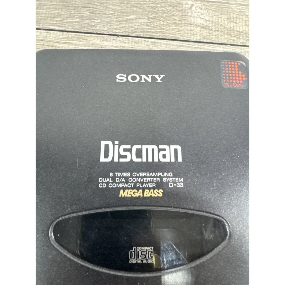 Sony Discman D-33 Portable CD Player - Mega Bass - Black - 1992 - Tested & Works